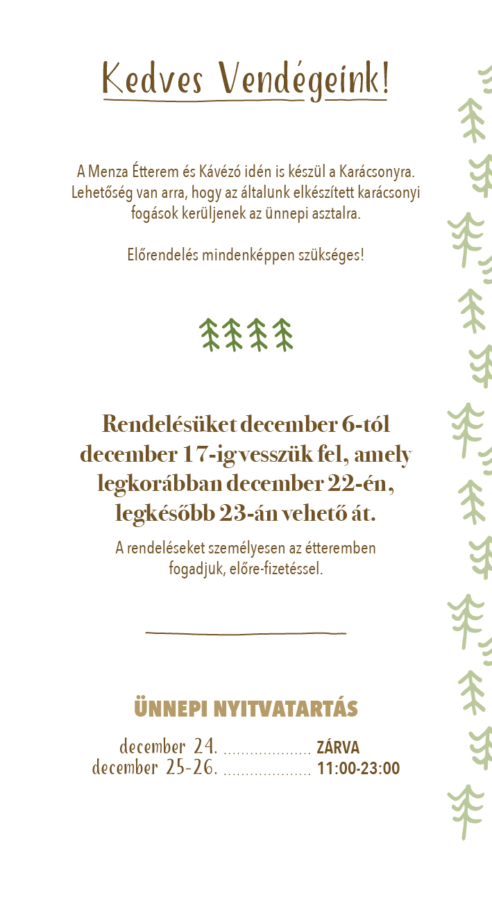 Menza Karácsonyi Menü