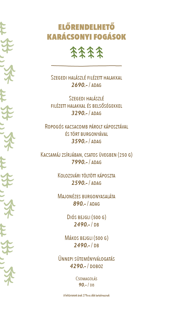 Menza Karácsonyi Menü